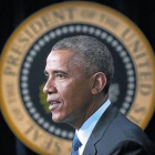 Barack Obame durante su intervención sobre el ébola, el lunes en Washington.