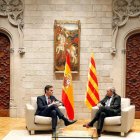 Pedro Sánchez y Quim Torra ayer, durante la reunión que mantuvieron en el Palau de la Generalitat.