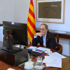 Torra dio una rueda de prensa a periodistas de medios extranjeros. GENERALITAT DE CATALUÑA