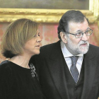 Cospedal y Rajoy, ayer, durante la celebración de la Pascua Militar.