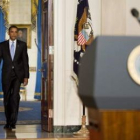 El presidente Obama se dispone a dar una rueda de prensa tras la reunión de ayer.