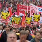 Manifestantes en Alemania contra el TTIP.