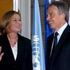 La canciller israelí, Tzipi Livni, y Tony Blair, ayer en Jerusalén