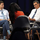 Justin Trudeau y Pedro Sánchez durante su participación en el ‘Global Progressive Forum’. BALLESTEROS