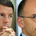 Combo de imágenes de Matteo Renzi (izq) y Enrico Letta.