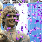 La escultura india en honor de Diego Armando Maradona.