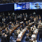 Vista general del Senado de Brasil durante el debate sobre la destitución de Dilma Rousseff, este martes.
