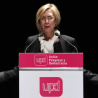 Rosa Díez, ayer, en un mitin.
