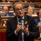 El presidente de la Generalitat, Torra, durante la sesión de control ayer en el Parlament. QUIQUE GARCÍA