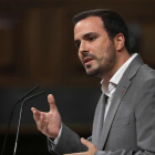 El líder de izquierda unida, Alberto Garzón, en la primera sesión de investidura.