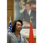 Condoleezza Rice, durante la rueda de prensa celebrada ayer en Rabat