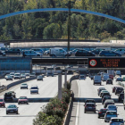 Un luminoso limita la velocidad en la M-30.