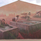 La pintura refleja un lavaderos y los antiguos abrevaderos. ACACIO