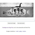 'Doodle' que Google presenta para conmemorar la búsqueda del monstruo del lago Ness, en su 81 aniversario.