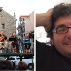El dúo de música Tista y Sara y, a la derecha, el escritor leonés Manuel Cuenya, que participan en Poesía para Vencejos.