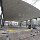 Imagen de las obras que se hicieron en el patio del colegio Peñalba de Ponferrada . ANA F. BARREDO