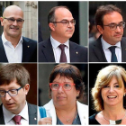 Jordi Turull, Josep Rull, Carles Mundó, Dolores Bassa y Meritxell Borrás, izquierda a derecha y de arriba a abajo, a quienes el juez del Tribunal Supremo Pablo Llarena ha decido dejar en libertad bajo fianza de 100.000 euros.