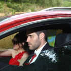 El jugador del Baskonia, Fernando Sanemeterio, a su llegada a la boda .