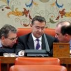 El presidente, vicepresidente y secretario de la comisión