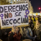 Imagen de la concentración en Valencia contra los postulados machistas de Vox.