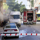 Lugar en el que tuvo lugar la explosión en un garaje de una calle de Teruel.