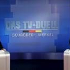 Schröder y Merkel durante el «duelo» televisivo preelectoral