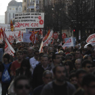 Una manifestación contra la reforma laboral en la capital leonesa.