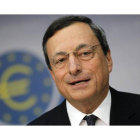 El presidente del BCE, Mario Draghi, durante la rueda de prensa ofrecida ayer en Fráncfort.