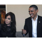 Barack Obama (derecha) mantiene un encuentro bilateral durante la cumbre con la presidenta argentina Cristina Fernández de Kirchner.