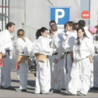 Varios trabajadores de la factoría de palas de LM Glasfiber en una imagen de archivo.
