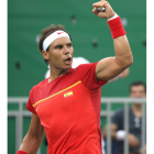 Nadal celebra su primera victoria en los Juegos de Río. FERNANDO MAIA