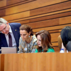 La presidenta de las Cortes, Silvia Clemente, en el recuento de votos.