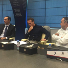 Iván Bravo, Markus Egger y Felipe Llamazares durante la rueda de prensa a los medios leoneses.
