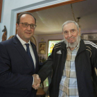 François Hollande y Fidel Castro.