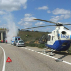Un helicóptero sanitario, en una de sus intervenciones, este caso en la A-231, en León