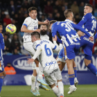 Hugo Vallejo fue el autor del tanto del triunfo con este remate de cabeza cuando llevaba siete minutos sobre el terreno de juego el día de su reaparición. L. DE LA MATA