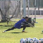 El guardameta Santamaría, titular indiscutible para Claudio, durante un entrenamiento.