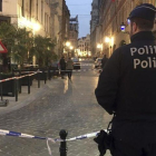 Cordón policial en la zona donde se ha producido el ataque, en Bruselas.