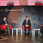Pedro Sánchez responde a las preguntas de Joaquín S. Torné, director de Diario de León; el director editorial de Promecal, Óscar Gálvez y Luis Miguel Torres, director de ICAL.
