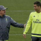 Benítez y Cristiano Ronaldo en un entrenamiento del Madrid en diciembre.