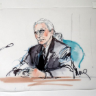 El guitarrista de Led Zeppelin Jimmy Page, en estrado del tribunal.