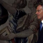 Zapatero, ayer en La Moncloa, junto al ex ministro británico y enviado especial del Cuarteto para Or