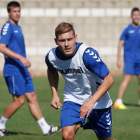 El delantero de la Cultural Diego Torres, durante un entrenamiento con el primer equipo.