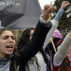 Mujeres libanesas protestan contra el matrimonio infantil en Beirut el pasado dos de marzo.