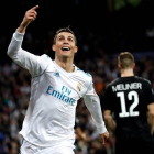 Cristiano Ronaldo celebra el segundo gol del Real Madrid.