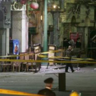 Vista de la zona del mercado popular de Jan al Jalili, tras la explosión