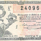 Décimo de Loterías Panero para el 22 de diciembre de 1911. DL