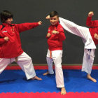 Los tres karatecas leoneses que forman parte de la selección autonómica. DL