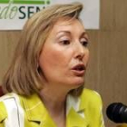 Amparo Valcarce en una rueda de prensa ayer en Barcelona