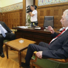 El líder del Pasok, Evangelos Venizelos, se reúne con Fotis Kuvelis, líder de Dimar.
